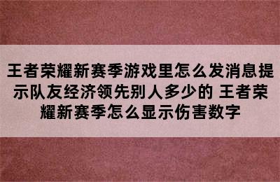 王者荣耀新赛季游戏里怎么发消息提示队友经济领先别人多少的 王者荣耀新赛季怎么显示伤害数字